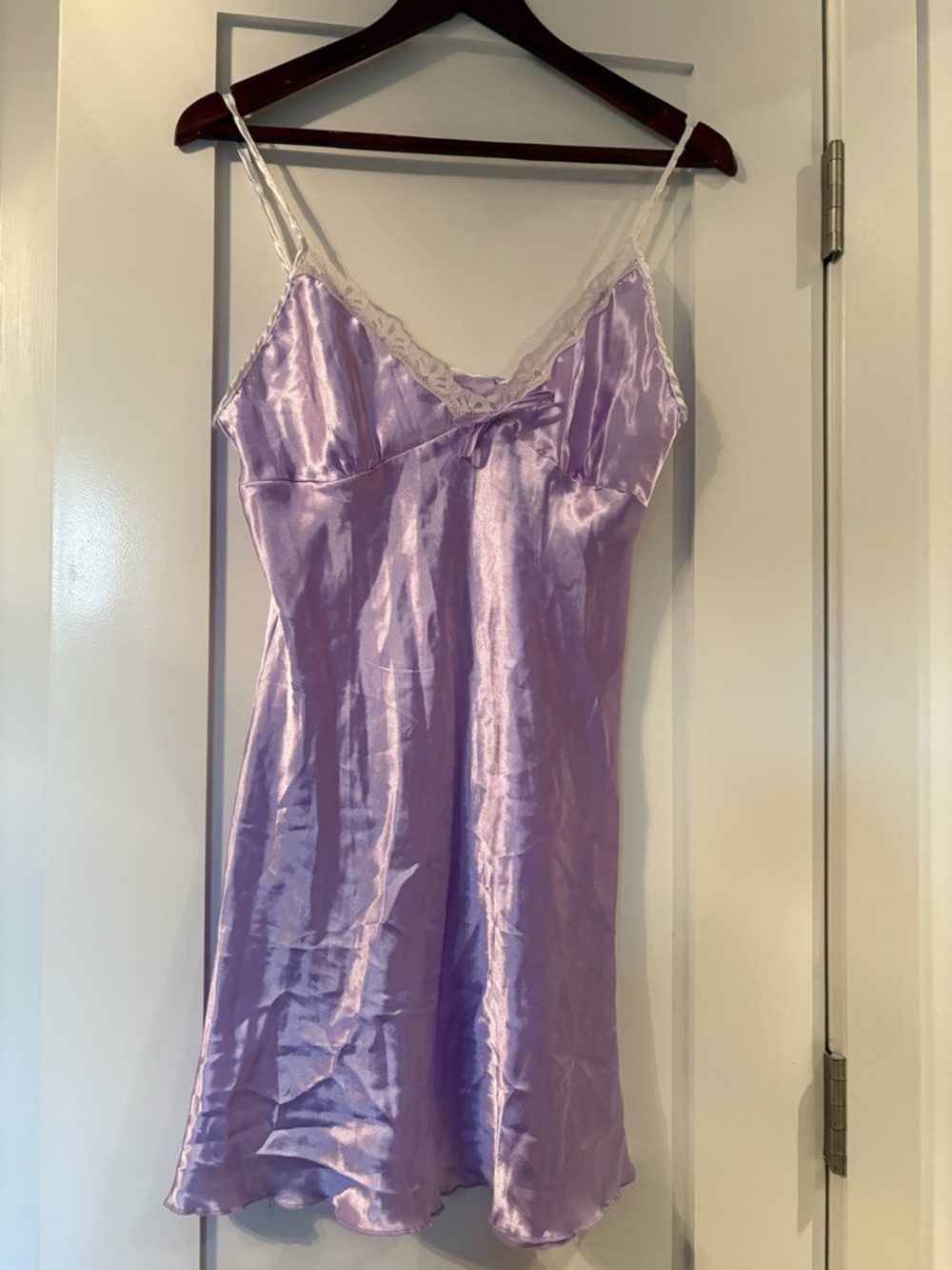 Lavender Satin Lace-Trim Slip Dress - Women Intimates